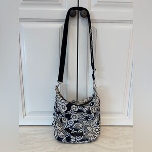 Vera Bradley Black Blue and White Floral Adjustable Shoulder Bag